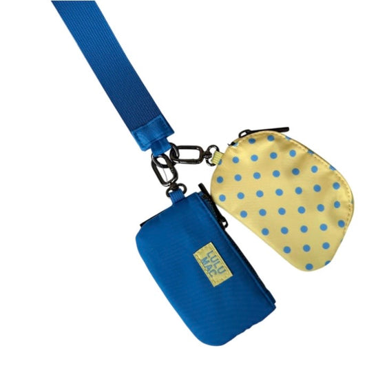 Lulu Mac Double Pouch Butter/Blue Dots