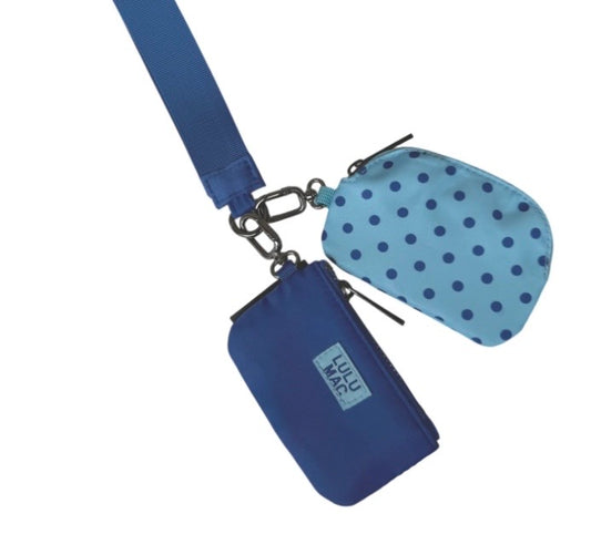 Lulu Mac Double Pouch Blue/Navy Dots