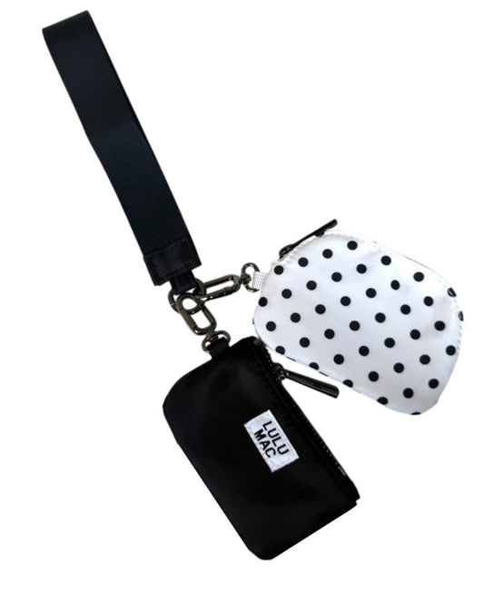 Lulu Mac Double Pouch White/Black Dots