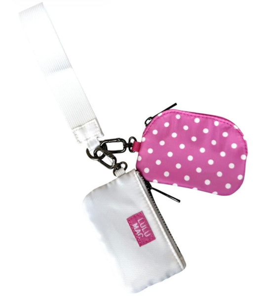Lulu Mac Double Pouch Hot Pink/White Dots
