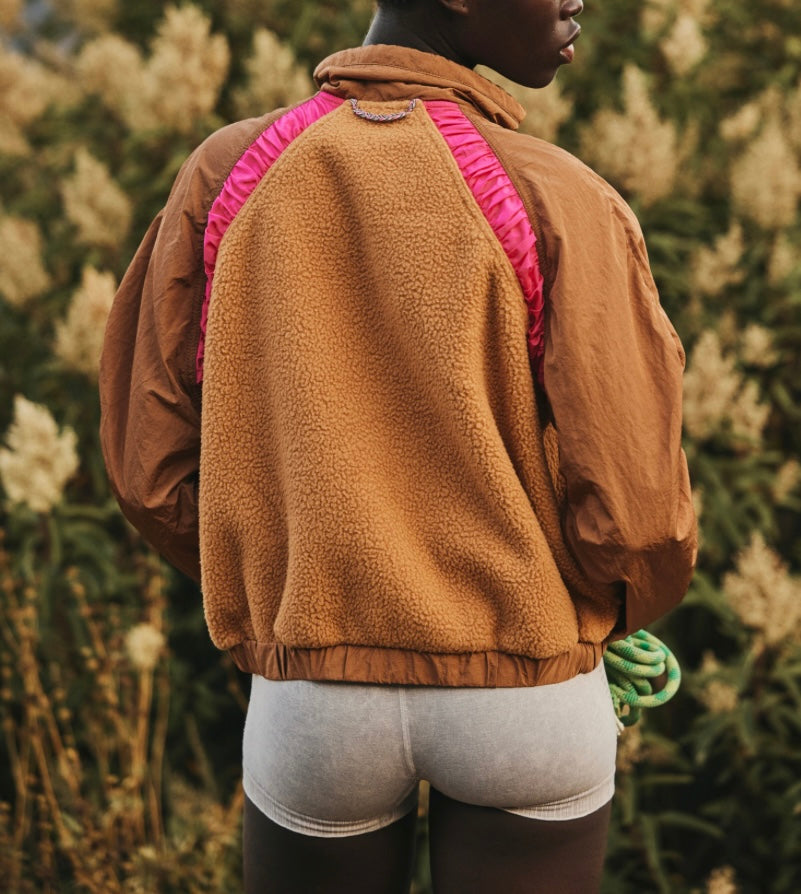 Amelia Zip Up Fleece Camel/Malibu Combo