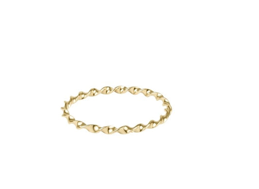 Classic Gold Twisted Thin Band Ring - Size 6