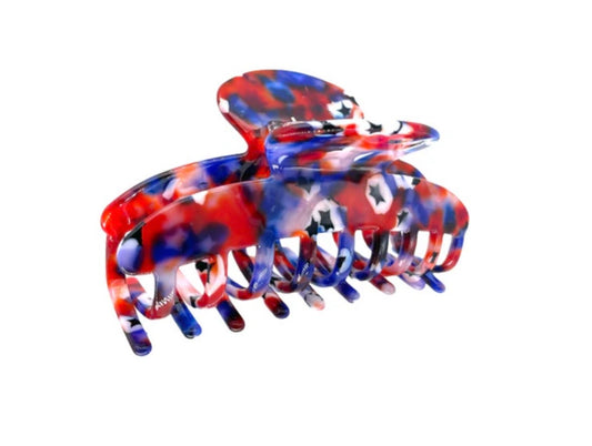 Oval Hair Clip Red White Blue