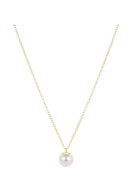 16" Necklace Gold - Classic Pearl 10mm Charm