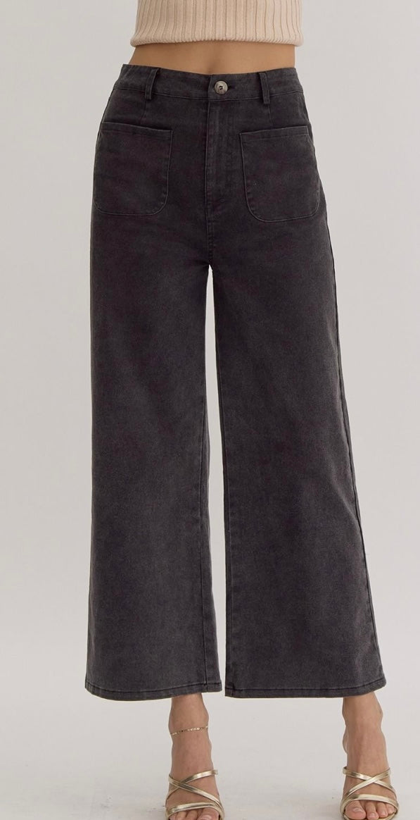 Front Pocket Black Dressy Casual Pants