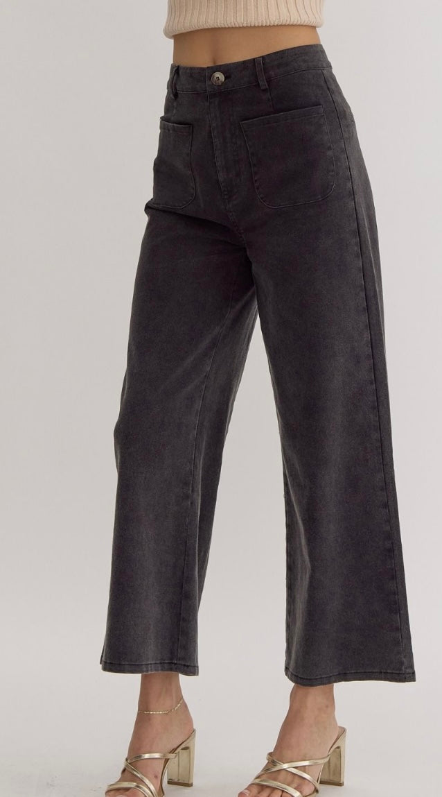 Front Pocket Black Dressy Casual Pants