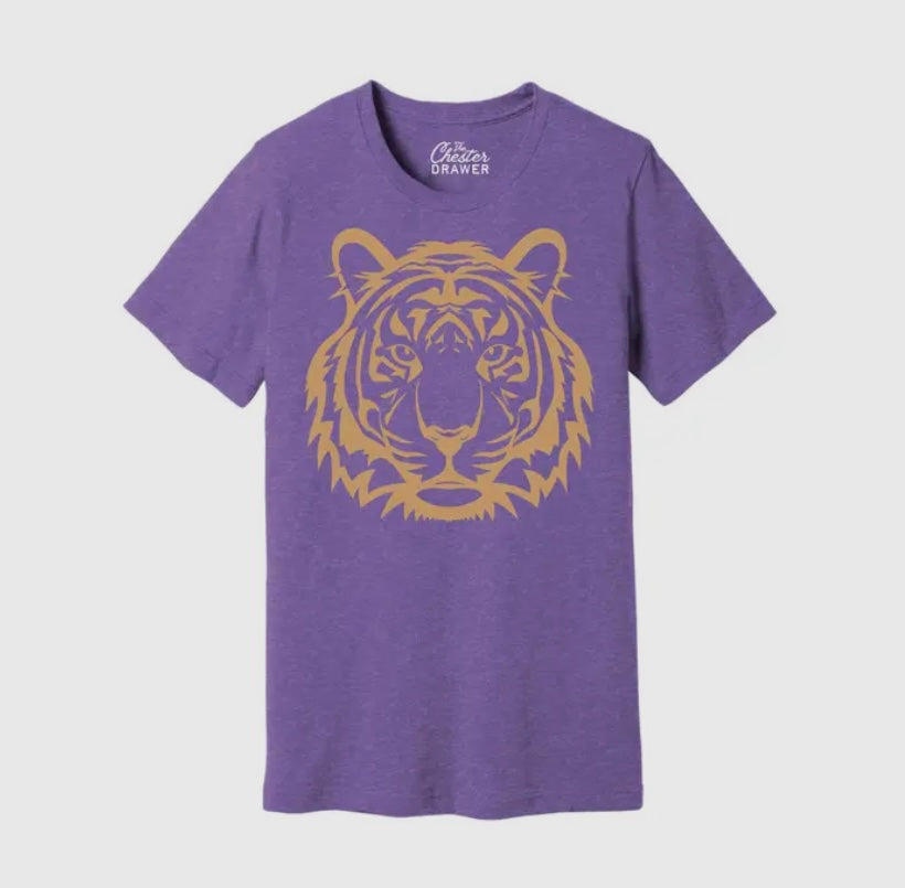 Tiger Head Purple & Gold Graphic Tee