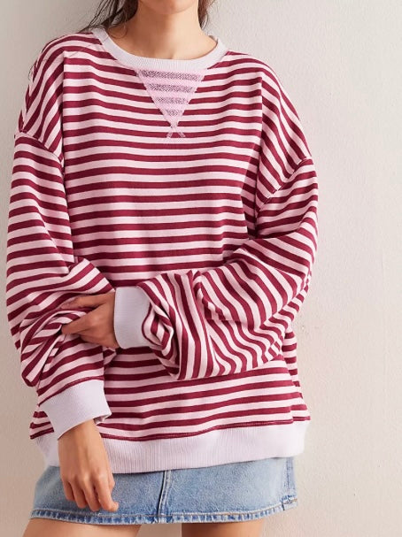 Classic Striped Crew Raspberry Combo