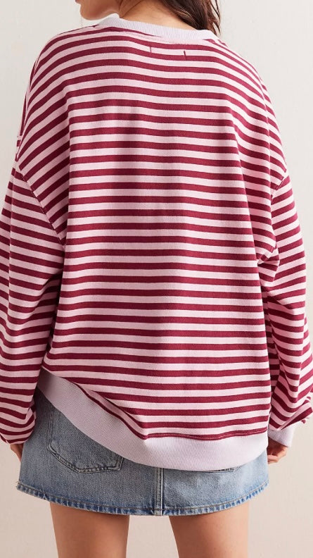 Classic Striped Crew Raspberry Combo