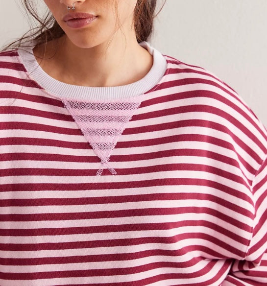 Classic Striped Crew Raspberry Combo