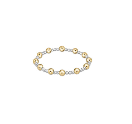 Classic Sincerity Pattern 6mm Bead Bracelet - Mixed Metal