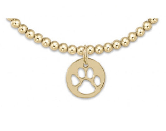 Classic Gold 3mm Bead Bracelet - Paw Print Gold Disc