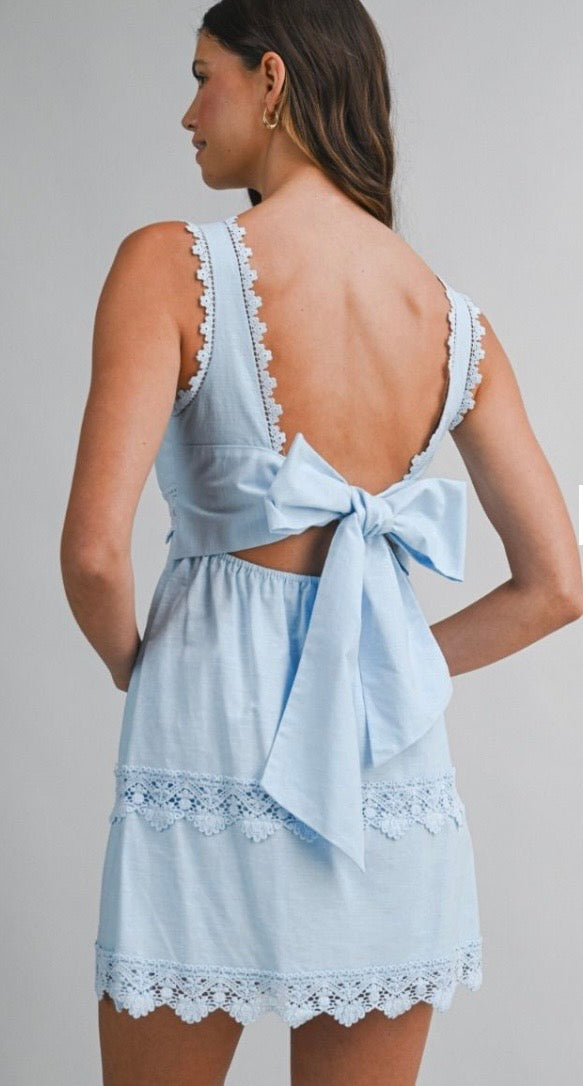Chambray Linen Daydream Lace Dress