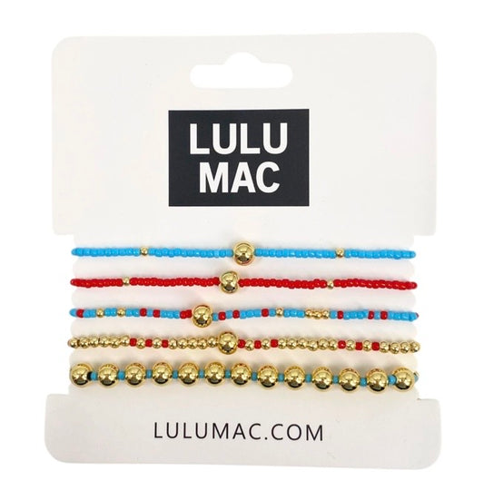 Red & Light Blue Lulu Mac Bracelets