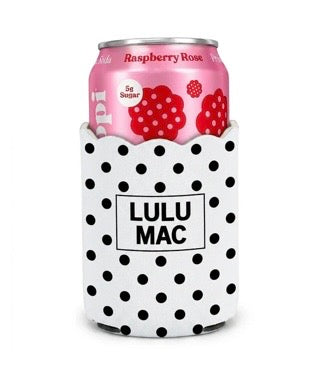 Lulu Mac White/Black Dot Koozie