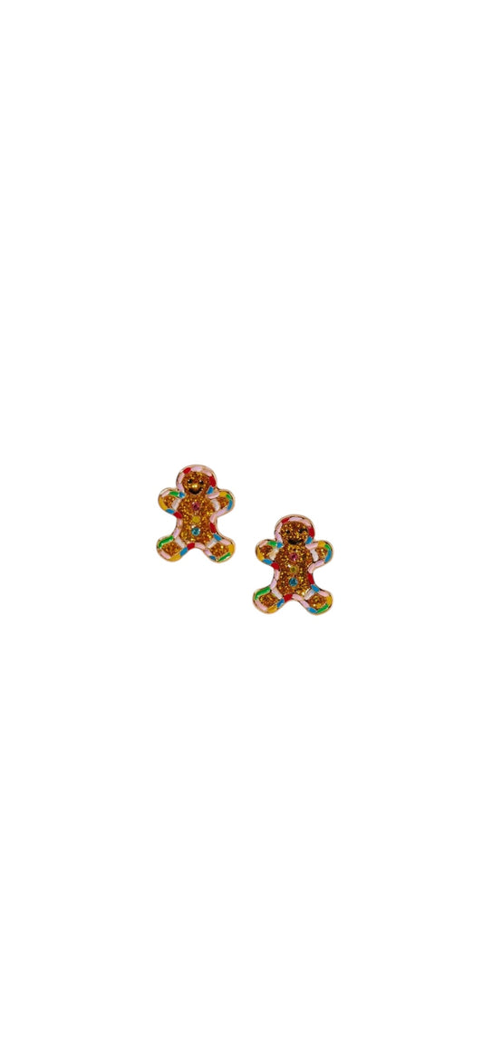 Gingerbread Man Enamel Stud Earrings