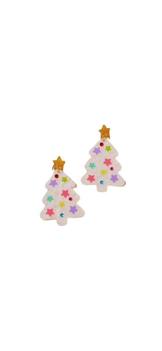 Christmas Tree with Stars Dangling Earrings