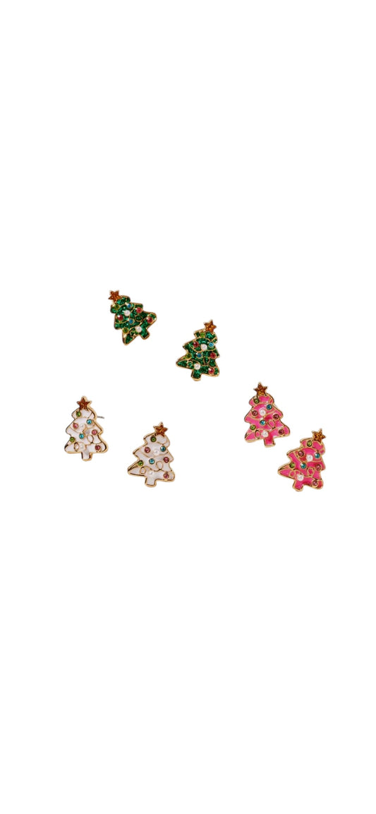 Christmas Tree Enamel Stud Earrings