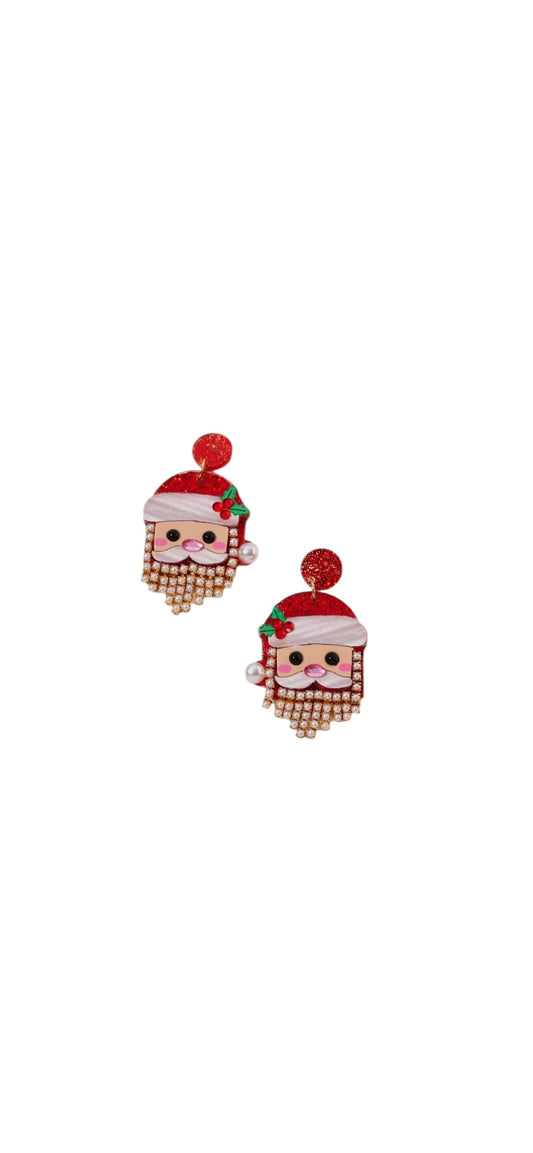 Santa Claus Rhinestone Beard Stud Earrings