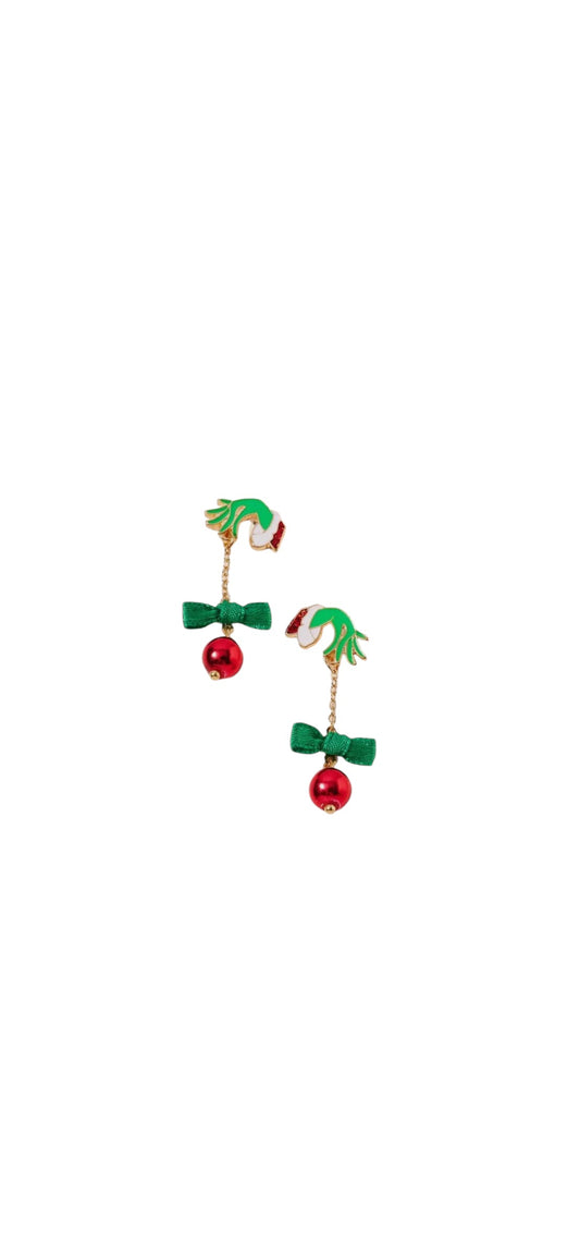 Christmas Grinch Ball Ornament Earrings