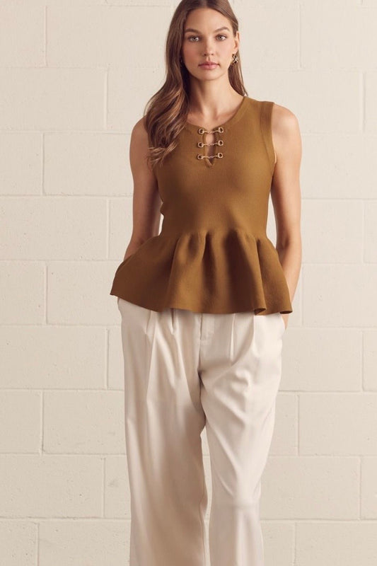 A Bit Too Cute Mocha Peplum Top