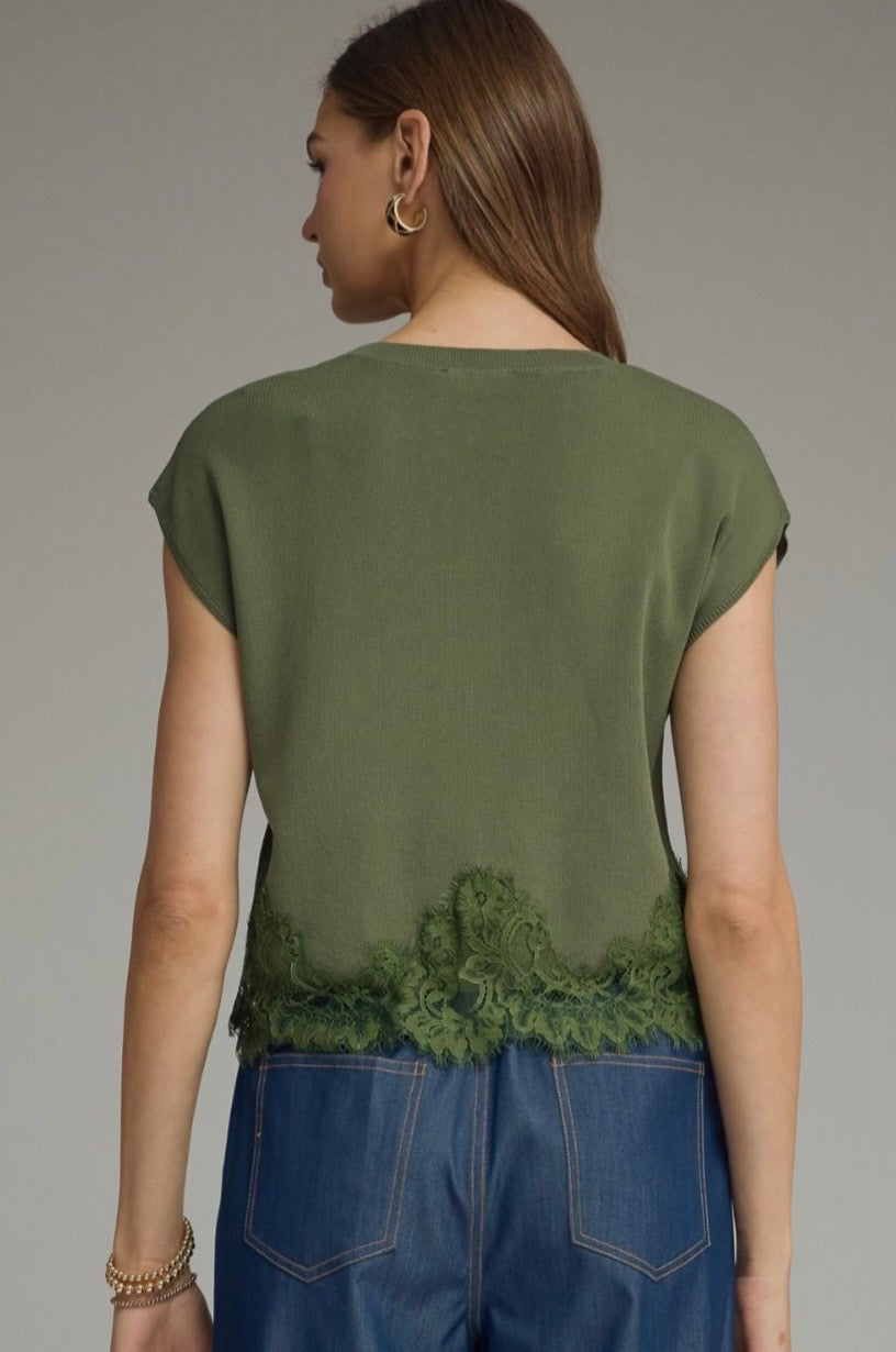 Olive Lace & Grace Top