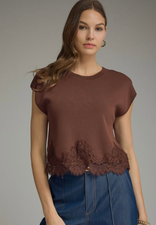 Brown Lace & Grace Top