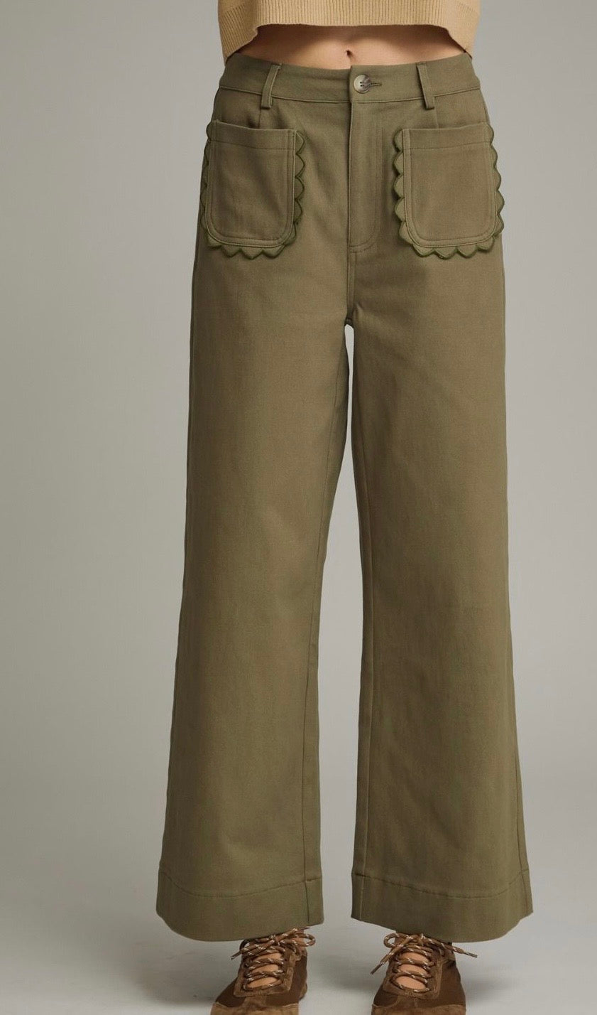 Harper Scallop Pants Olive