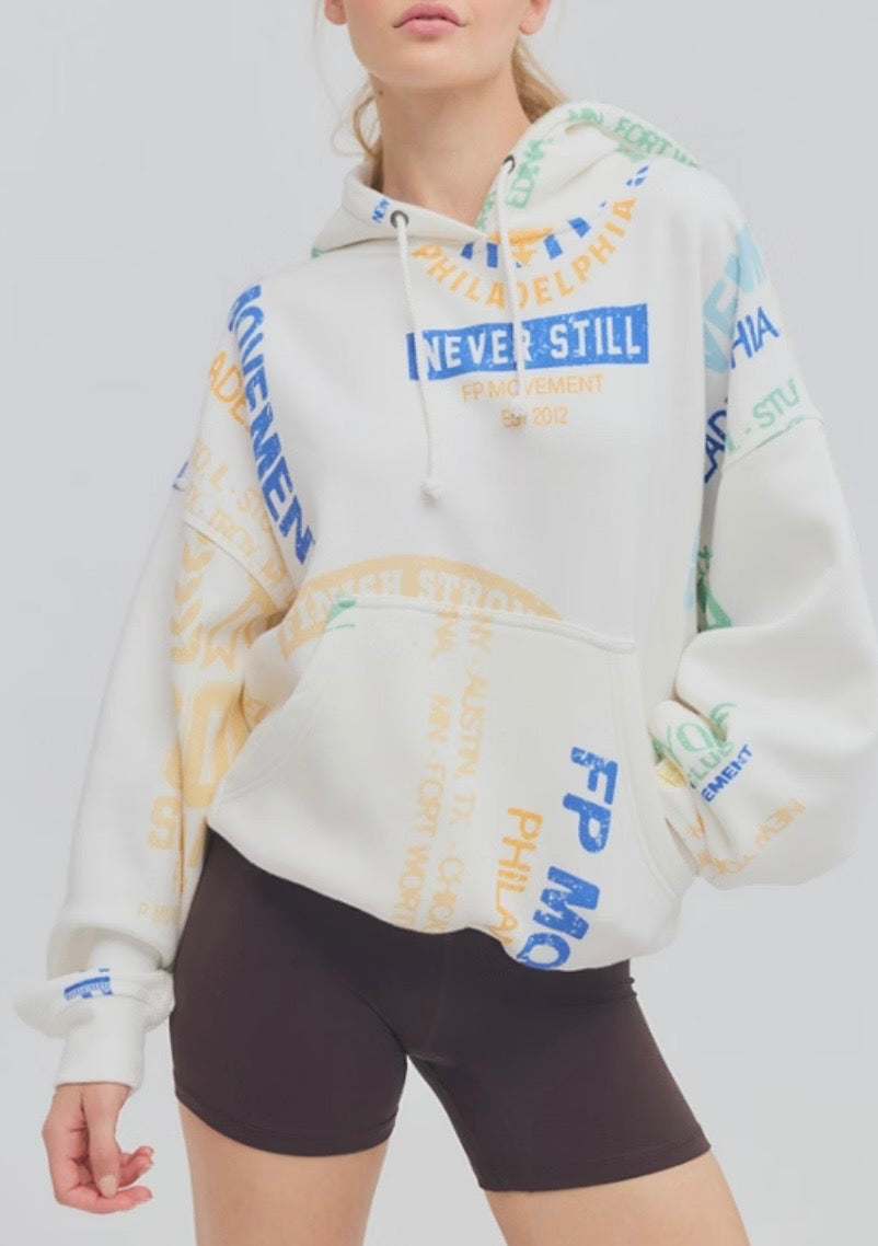 Printed Final Call Hoodie Varsity Graphic Ivory