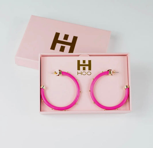 Hoops - Hot Pink With Gold Balls