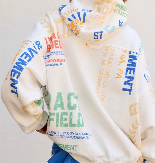 Printed Final Call Hoodie Varsity Graphic Ivory