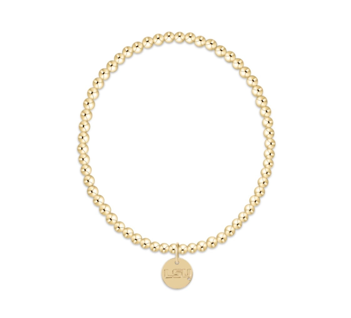 eCOLLEGIATE extends Classic Gold 3mm Bracelet - LSU Disc