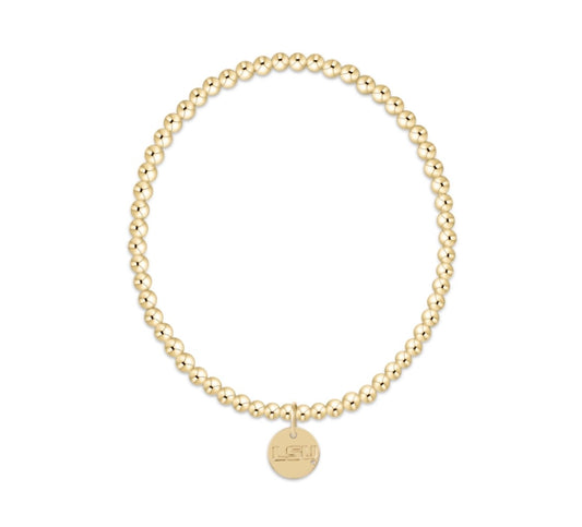 eCOLLEGIATE extends Classic Gold 3mm Bracelet - LSU Disc