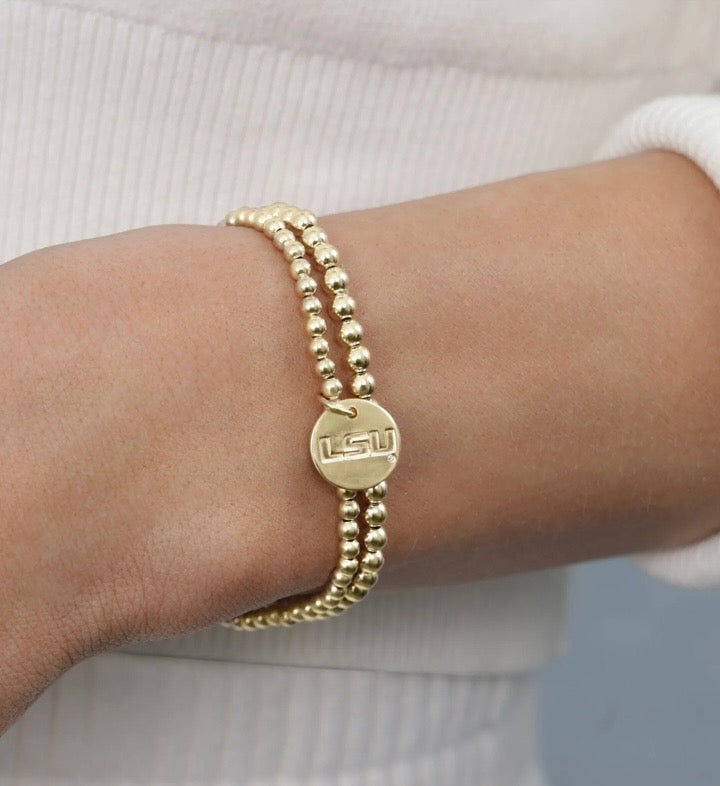 eCOLLEGIATE extends Classic Gold 3mm Bracelet - LSU Disc