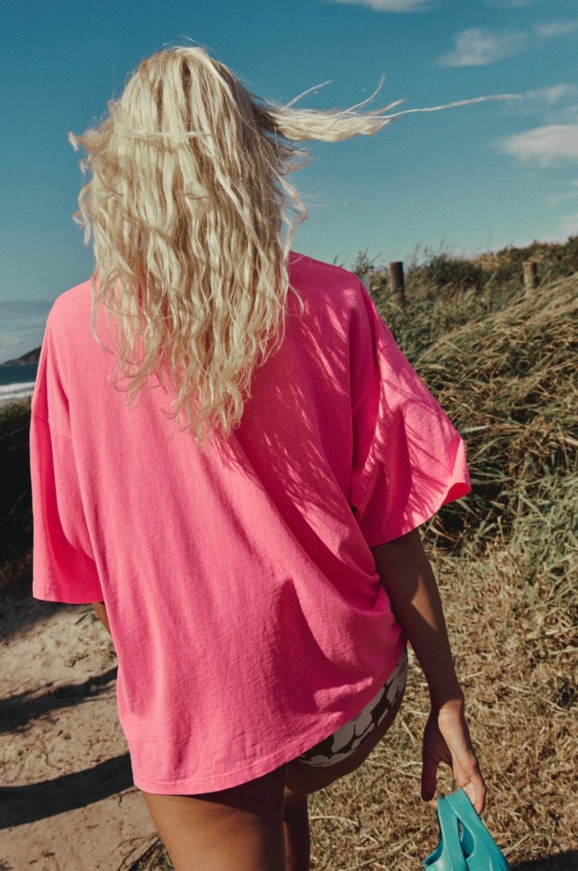 Tackle Tee in Hot Pink