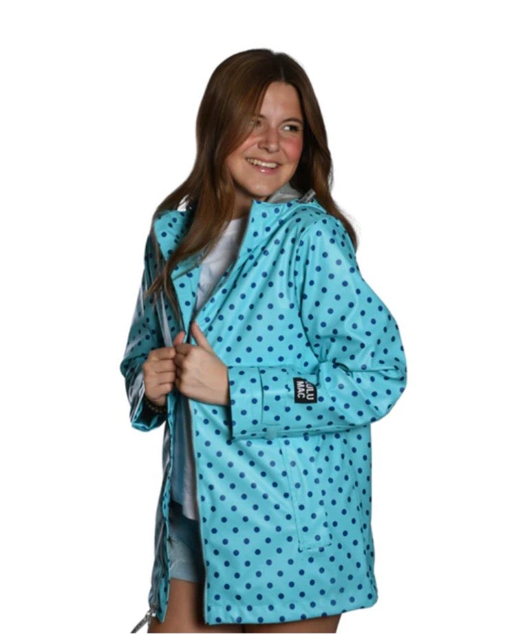 Turquoise/ Navy Lulu Mac Rain Jacket