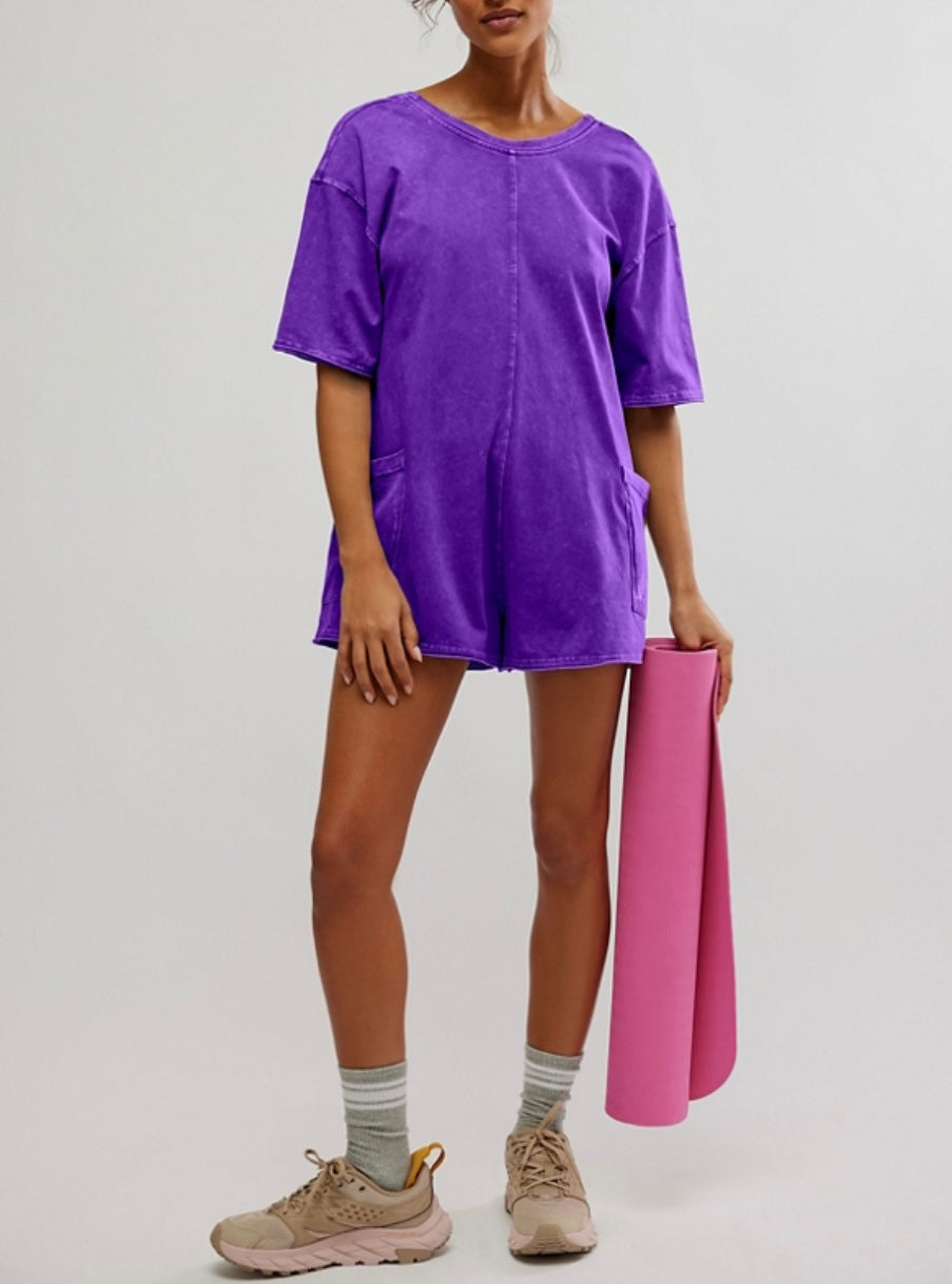 Hot Shot Tee Romper Dark Amethyst