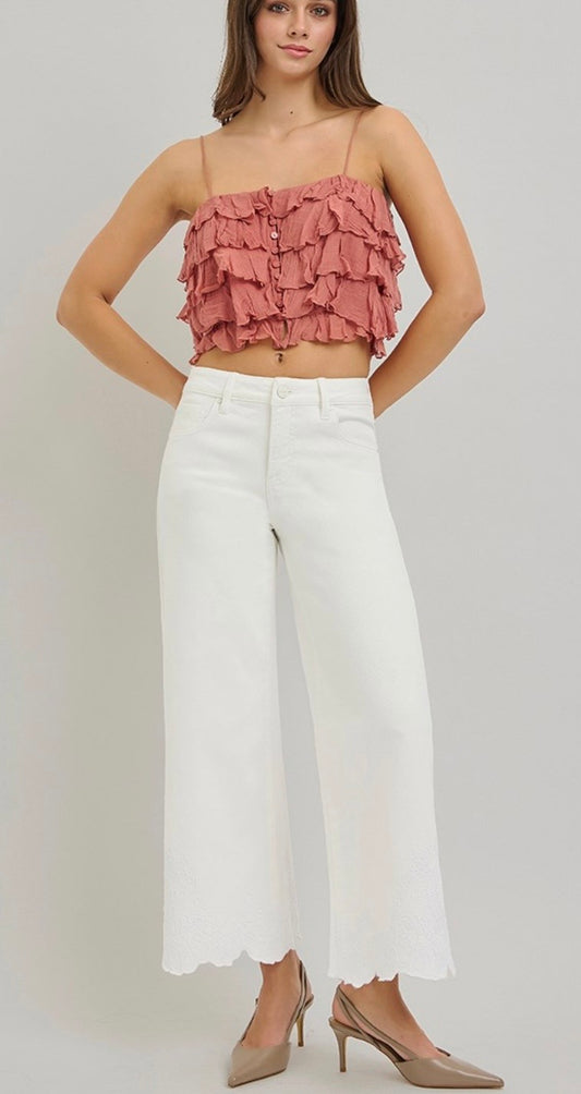 Cream Heirloom Scallop Denim