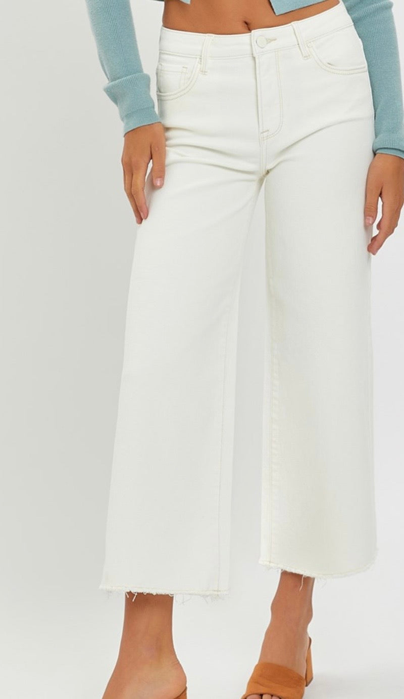 Lark Cream HR Wide Leg Crop Demim