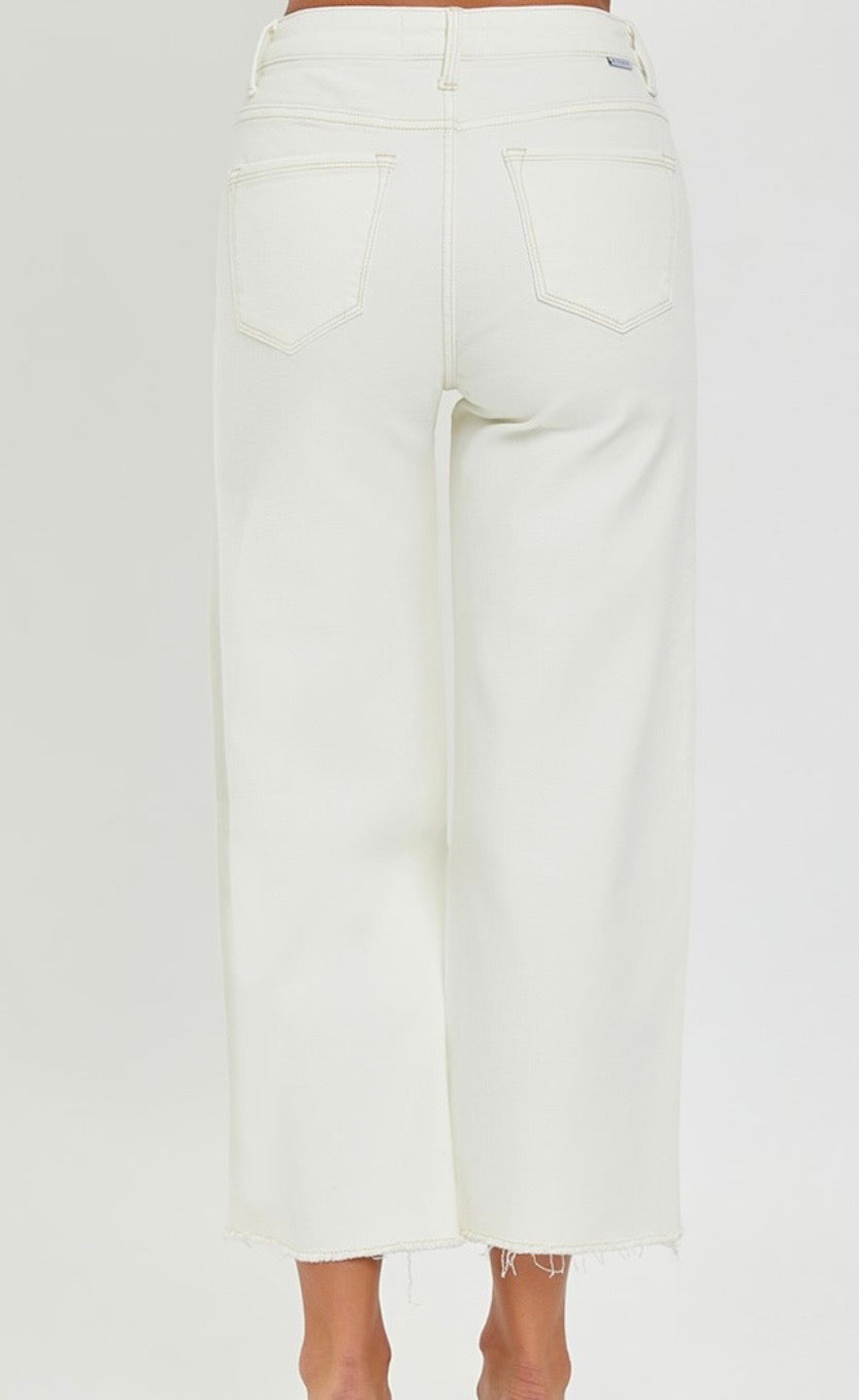 Lark Cream HR Wide Leg Crop Demim