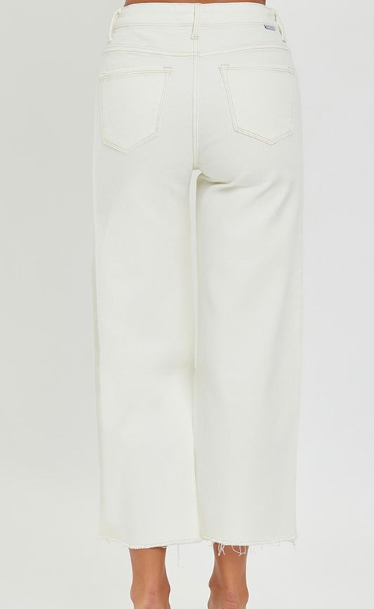 Lark Cream HR Wide Leg Crop Demim