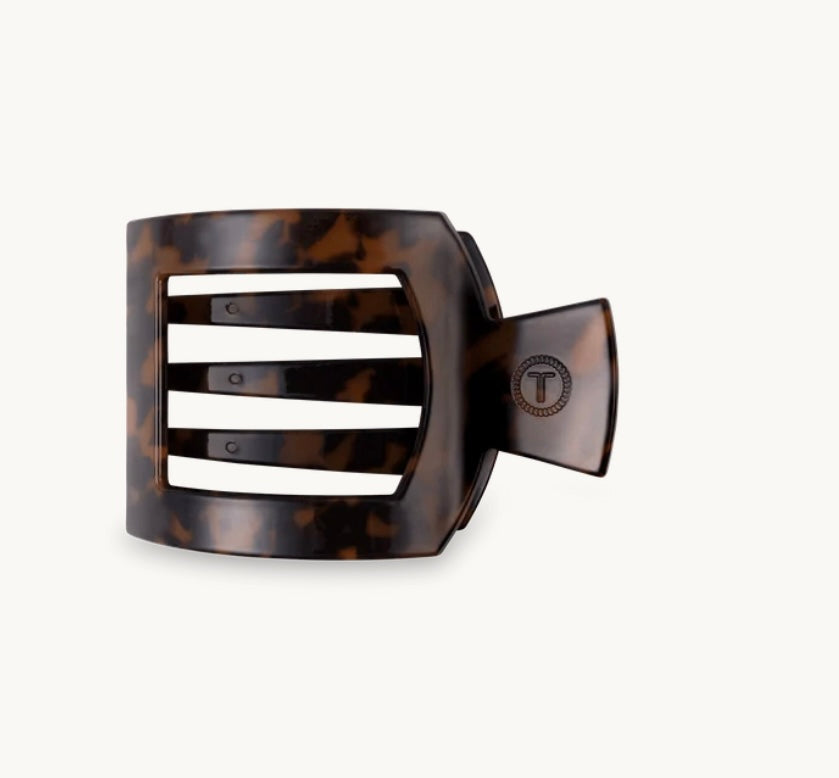 Square Flat Hair Clip Medium Tortoise