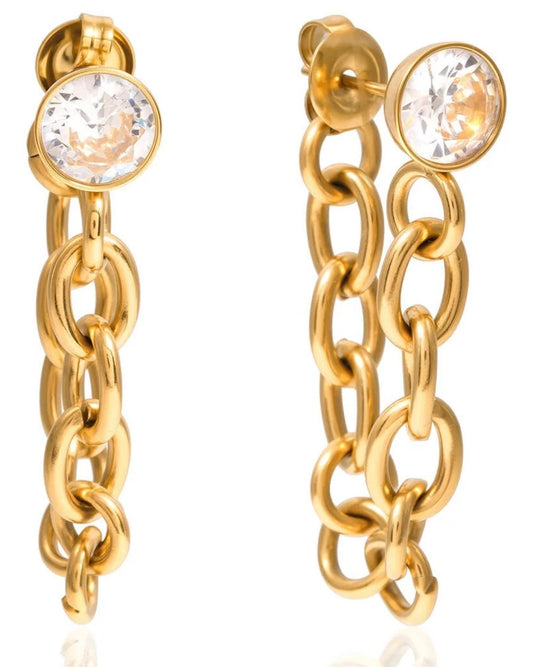 CZ Chain Stud Earrings