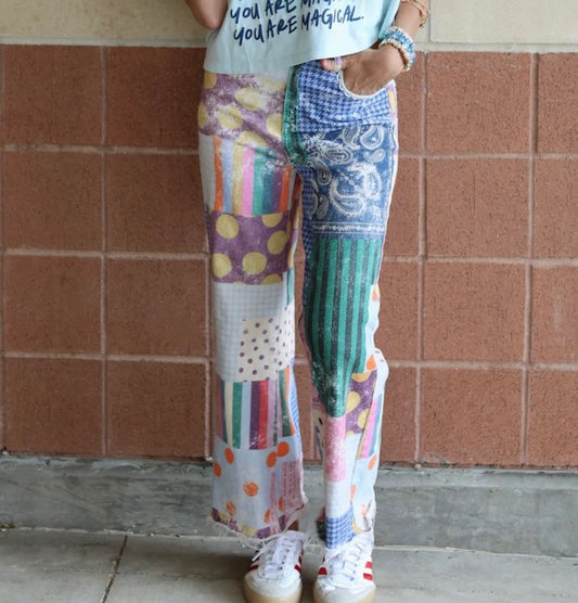 Raw Hem Jewel Patch Jeans