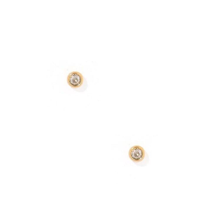 Screwback Stud Earrings - Micro Cooper Clear Gold