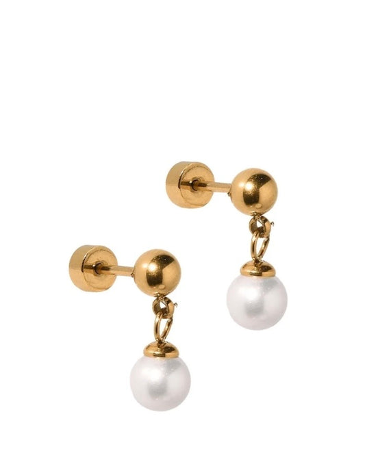 Screwback Stud Earrings - Millie Pearl Gold