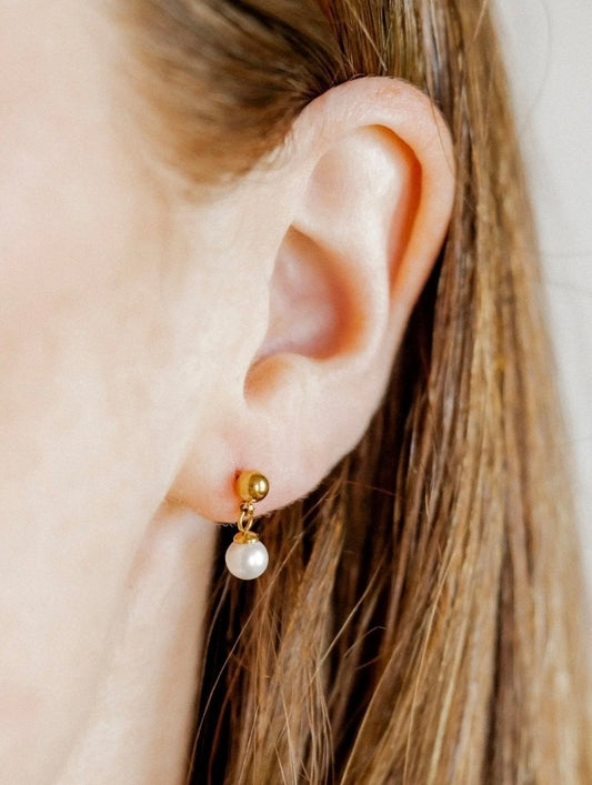 Screwback Stud Earrings - Millie Pearl Gold