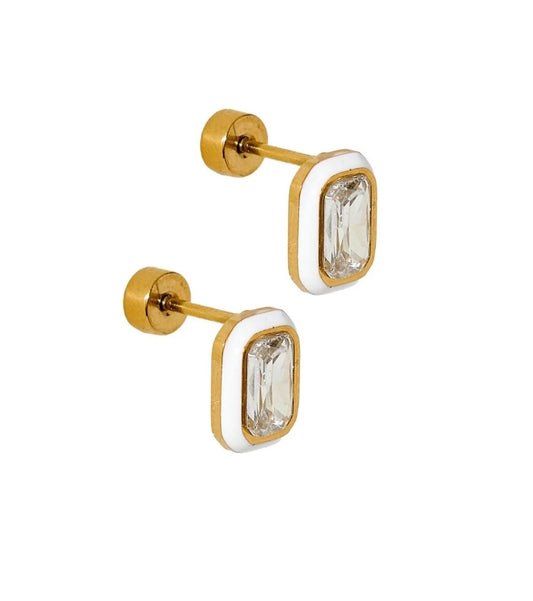 Screwback Stud Earrings - Whitney White Marshmallow