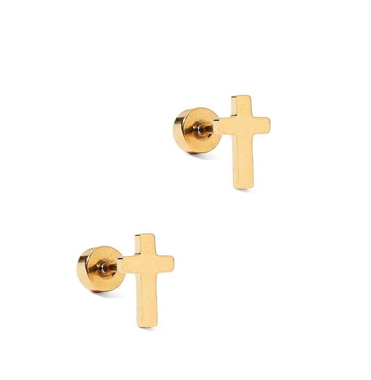 Screwback Stud Earrings - Catherine Cross Gold