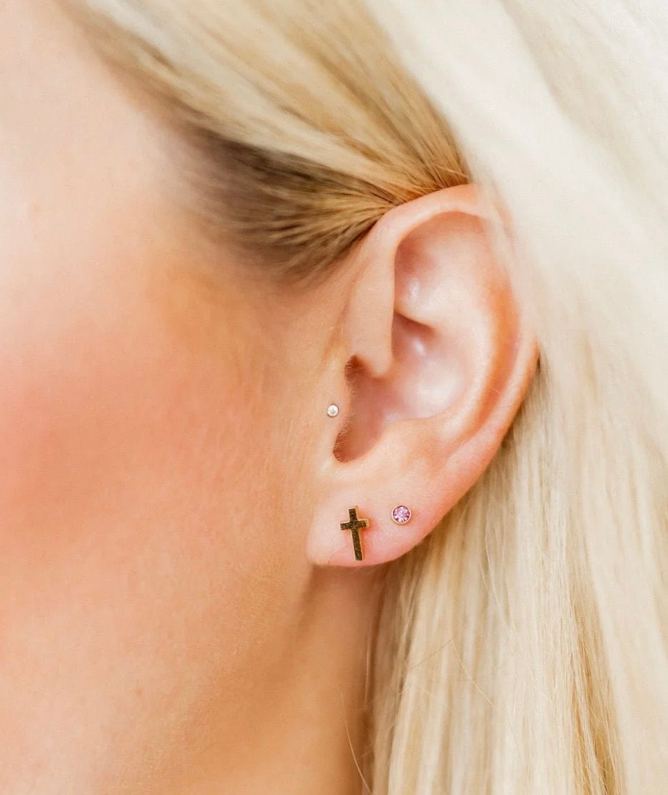 Screwback Stud Earrings - Catherine Cross Gold